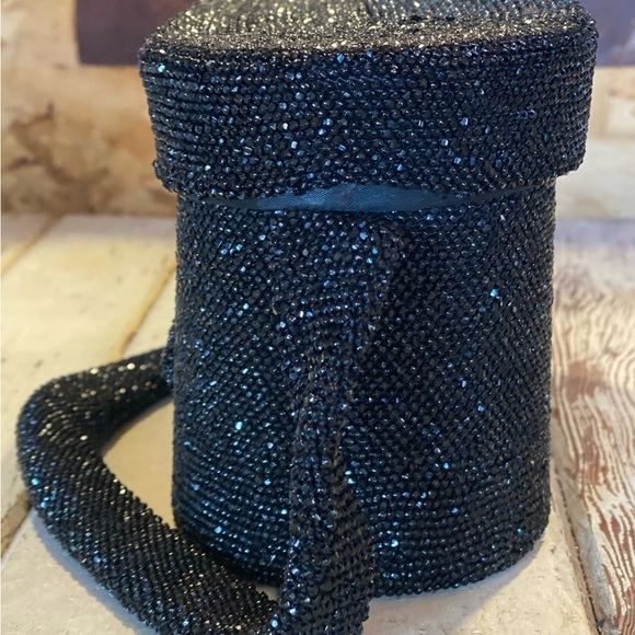 1940’s Black Carnival Beaded Purse With Beaded Rose Design On Front - Picture 4 of 13